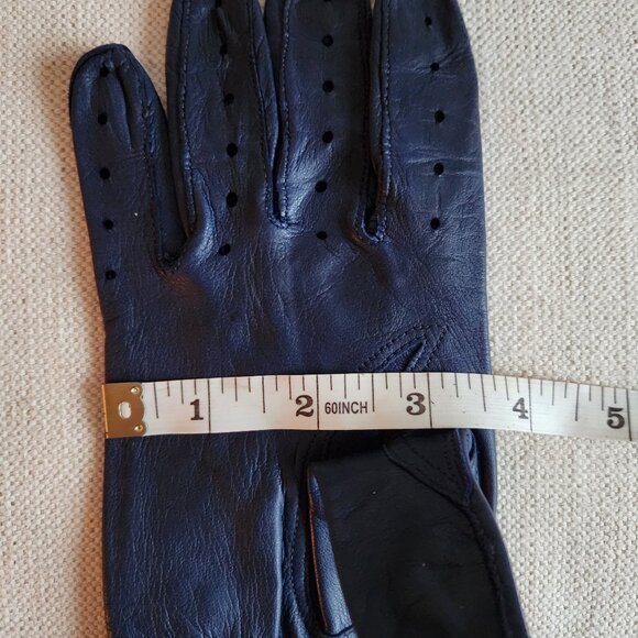 Vintage Navy Soft Leather Driving Gloves - S/M - Picture 6 of 7
